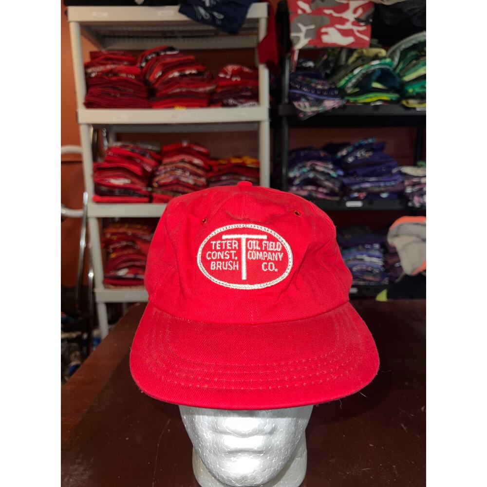 Vintage Oil Field Hat Teter Construction Brush Colorado Red Logo Snapback VTG